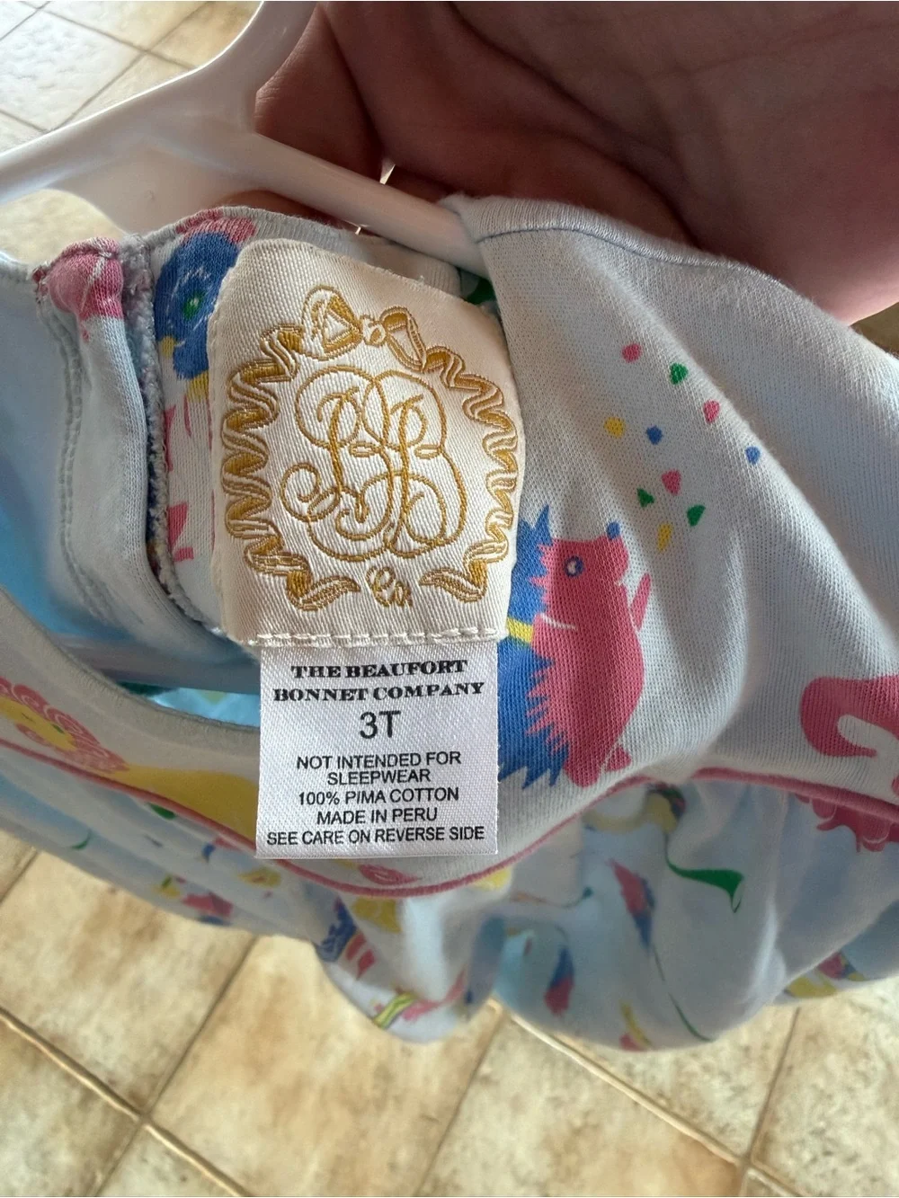 The Beaufort Bonnet Company Light Blue Animal Print One-Piece with Pink Trim